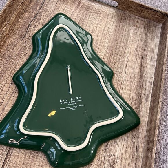 Rae Dunn Giving Plate Christmas Tree Green Hostess Gift 10x13 - Picture 5 of 9